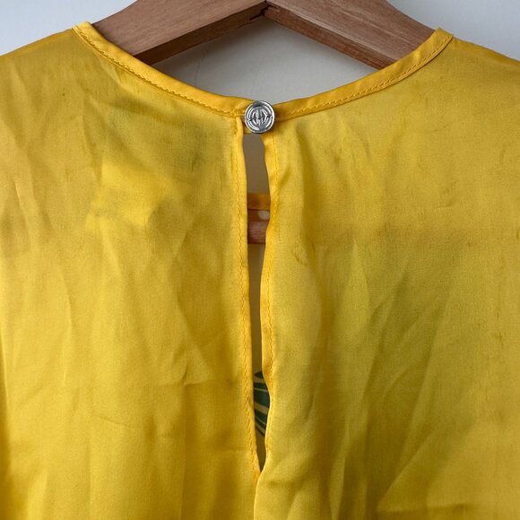 Monica Ocejo Sleeveless Yellow Blouse With Geometric Floral Print XS - Picture 7 of 7